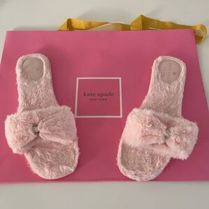 Kate Spade Women's New York Pink Faux Fur Slippers Size 8B